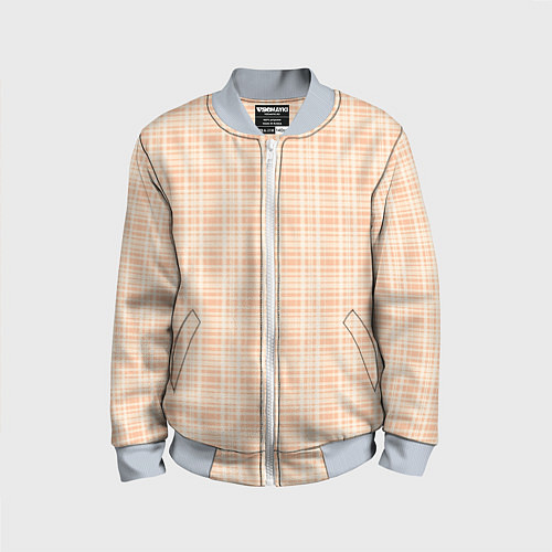 Детский бомбер Клетчатый тёплый бежевый / 3D-Серый – фото 1