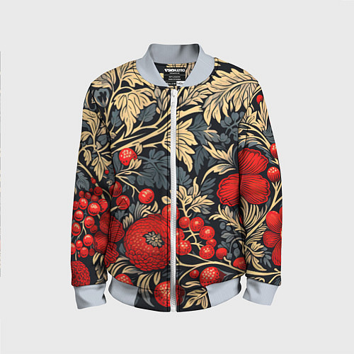Детский бомбер Новогодние ягодки и узоры / 3D-Серый – фото 1