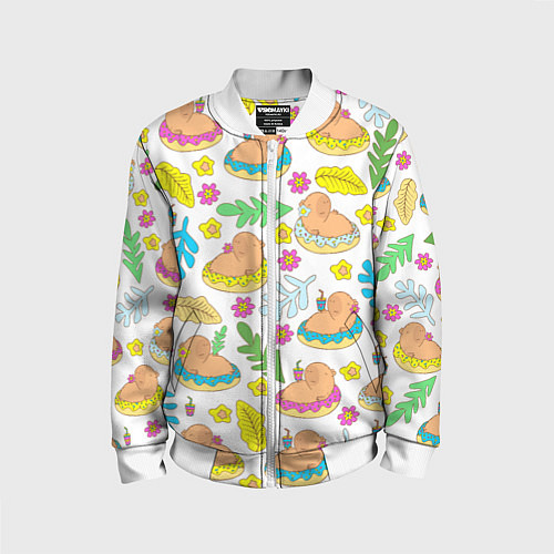 Детский бомбер Капибары на отдыхе / 3D-Белый – фото 1