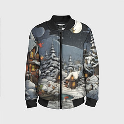 Бомбер детский Волшебство новогодней ночи, цвет: 3D-черный
