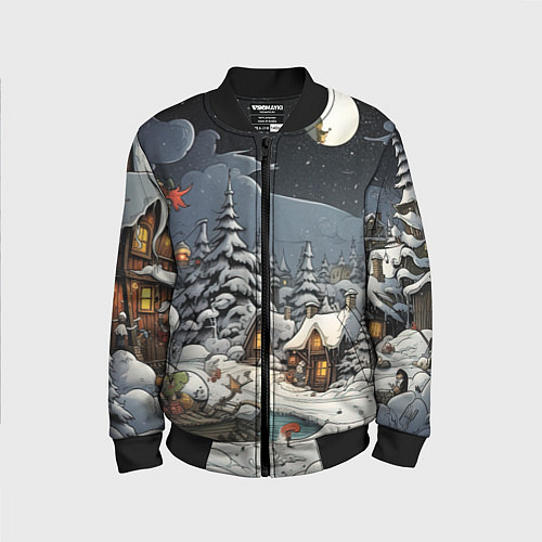 Детский бомбер Волшебство новогодней ночи / 3D-Черный – фото 1