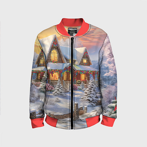 Детский бомбер Звездная полночь подарков / 3D-Красный – фото 1