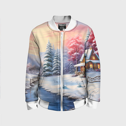 Детский бомбер Сказочная метель подарков / 3D-Белый – фото 1