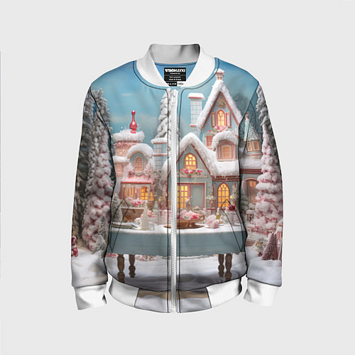 Детский бомбер Снежный день в городе / 3D-Белый – фото 1