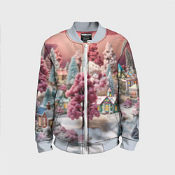 Бомбер детский Зимний закат новый год, цвет: 3D-серый