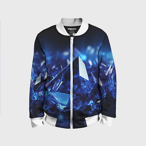 Детский бомбер Синие прозрачные алмазы / 3D-Белый – фото 1