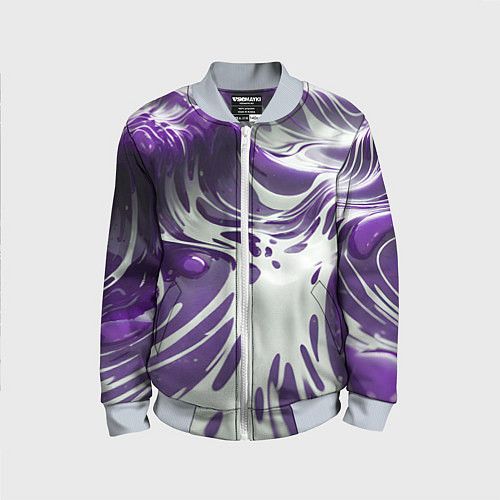Детский бомбер Бело-фиолетовая краска / 3D-Серый – фото 1