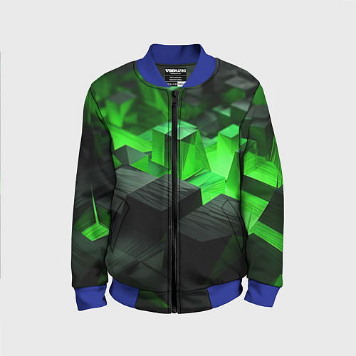 Детский бомбер Глубина зеленых плоскостей / 3D-Синий – фото 1