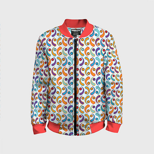 Детский бомбер Паттерн из симметричных фигур / 3D-Красный – фото 1