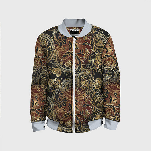 Детский бомбер Золотые узоры пейсли / 3D-Серый – фото 1