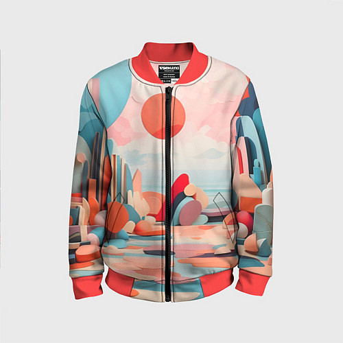 Детский бомбер Геометрия природы / 3D-Красный – фото 1