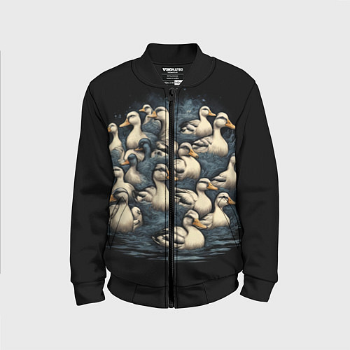 Детский бомбер Утки в пруду / 3D-Черный – фото 1