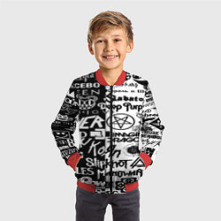 Бомбер детский Логотипы лучших групп черно белый, цвет: 3D-красный — фото 2
