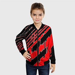 Бомбер детский Киберпанк линии красные, цвет: 3D-черный — фото 2