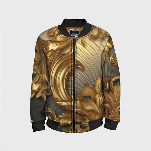 Детский бомбер Золотая текстура и абстракции / 3D-Черный – фото 1