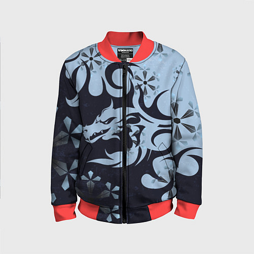 Детский бомбер Дракон со снежинками / 3D-Красный – фото 1