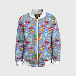 Детский бомбер Новогодний праздничный узор