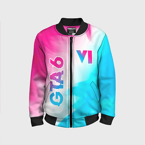 Детский бомбер GTA 6 neon gradient style вертикально / 3D-Черный – фото 1