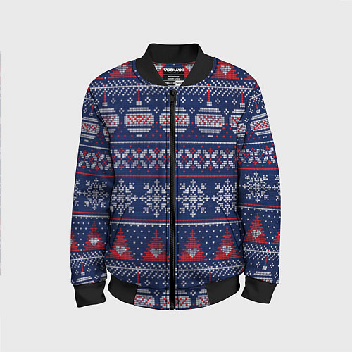 Детский бомбер New Years sweater / 3D-Черный – фото 1