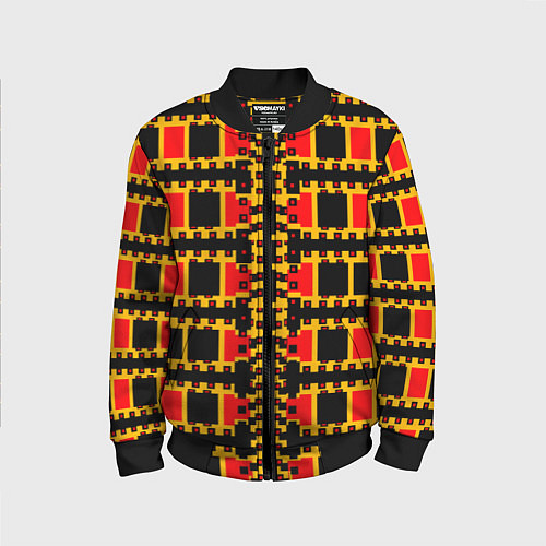 Детский бомбер Королевские квадраты / 3D-Черный – фото 1
