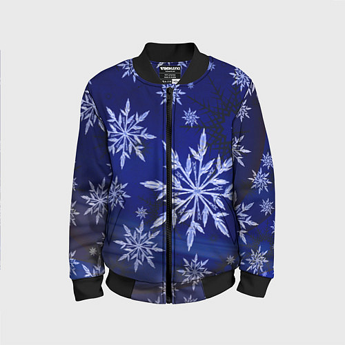 Детский бомбер Зима и снежинки / 3D-Черный – фото 1