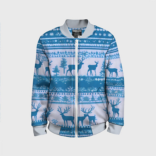 Детский бомбер Синие олени / 3D-Серый – фото 1