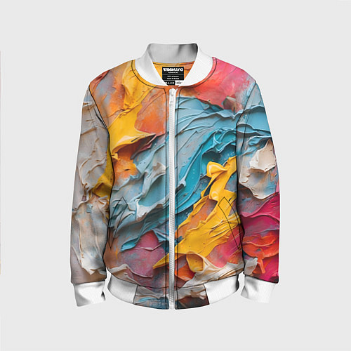 Детский бомбер Абстрактная живопись акрилом / 3D-Белый – фото 1
