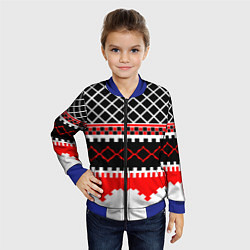 Бомбер детский Красные и чёрные фигуры, цвет: 3D-синий — фото 2