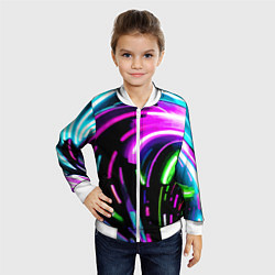 Бомбер детский Неоновая экспрессивная абстракция, цвет: 3D-белый — фото 2