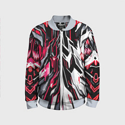 Детский бомбер Красно-белая абстракция на чёрном фоне