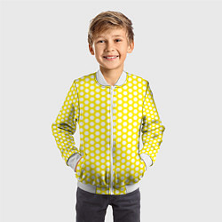 Бомбер детский Сетка шестигранника, цвет: 3D-белый — фото 2