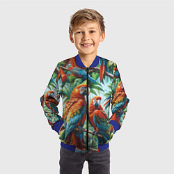 Бомбер детский Попугаи Ара - тропики джунгли, цвет: 3D-синий — фото 2