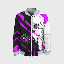 Детский бомбер Розовые и чёрные техно линии