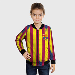 Бомбер детский Полосатые цвета футбольного клуба Барселона, цвет: 3D-черный — фото 2