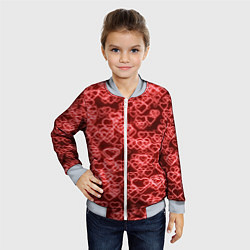 Бомбер детский Неоновые сердечки красные, цвет: 3D-серый — фото 2