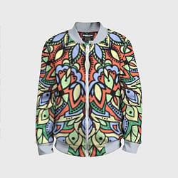 Детский бомбер Мандала зелёно-оранжевый