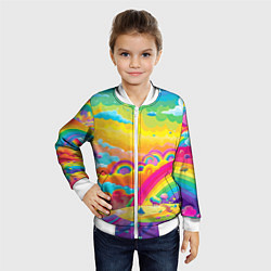 Бомбер детский Мир радуги и ярких красок, цвет: 3D-белый — фото 2