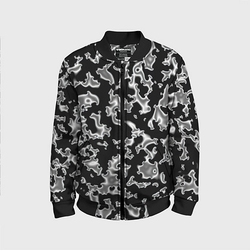 Детский бомбер Капли жидкого металла - камуфляж на чёрном / 3D-Черный – фото 1