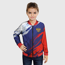 Бомбер детский Россия Sport брызги красок триколор, цвет: 3D-красный — фото 2