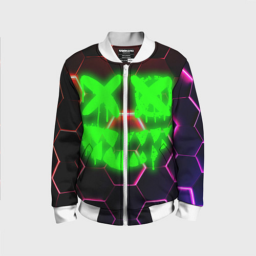 Детский бомбер Монстр из неона / 3D-Белый – фото 1