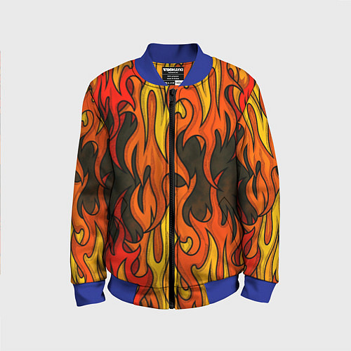 Детский бомбер Языки пламени арт / 3D-Синий – фото 1