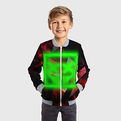 Бомбер детский Неоновый квадрат, цвет: 3D-серый — фото 2