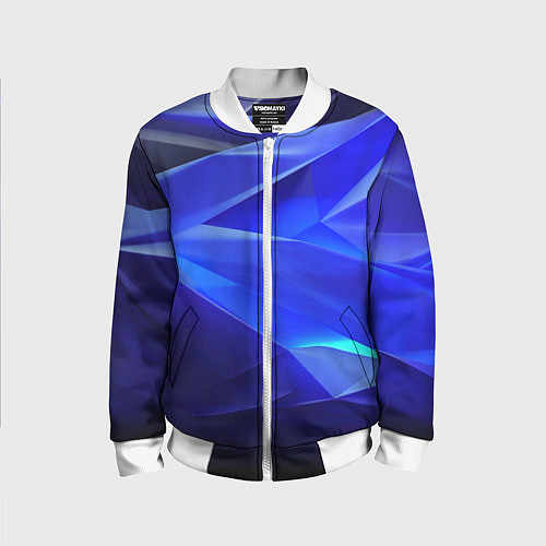 Детский бомбер Black and blue abstract background sport style / 3D-Белый – фото 1