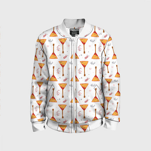 Детский бомбер Узор из музыкальных инструментов балалаек / 3D-Белый – фото 1