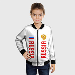 Бомбер детский Россия три полоски на белом фоне, цвет: 3D-черный — фото 2