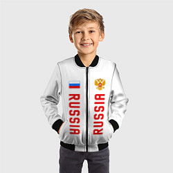 Бомбер детский Россия три полоски на белом фоне, цвет: 3D-черный — фото 2