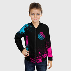 Бомбер детский Club Brugge - neon gradient вертикально, цвет: 3D-черный — фото 2