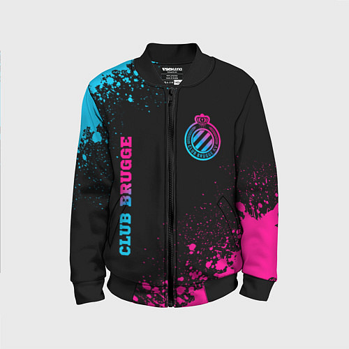 Детский бомбер Club Brugge - neon gradient вертикально / 3D-Черный – фото 1