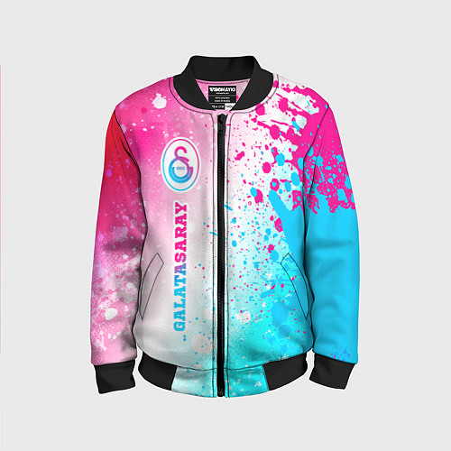 Детский бомбер Galatasaray neon gradient style по-вертикали / 3D-Черный – фото 1