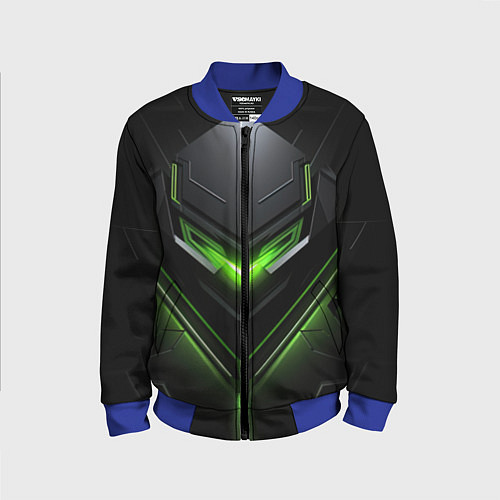 Детский бомбер Green and black abstract style / 3D-Синий – фото 1